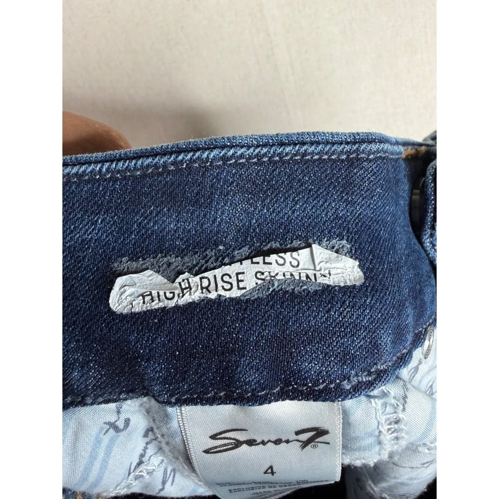 Seven7 Women's Tummyless High-Rise Skinny Jeans Size 4 Blue Denim five-pocket